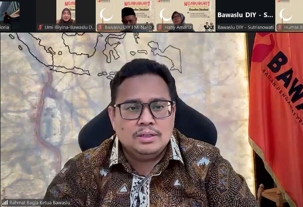 Ketua Bawaslu Rahmat Bagja dalam KickOff Ngabuburit Pengawasan Bawaslu Yogyakarta secara daring, Selasa (24/2/2026).