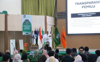 Ketua Bawaslu Rahmat Bagja saat memberikan kuliah umum di Universitas Muslim Indonesia (UMI) Makassar, Senin (12/1/2025).